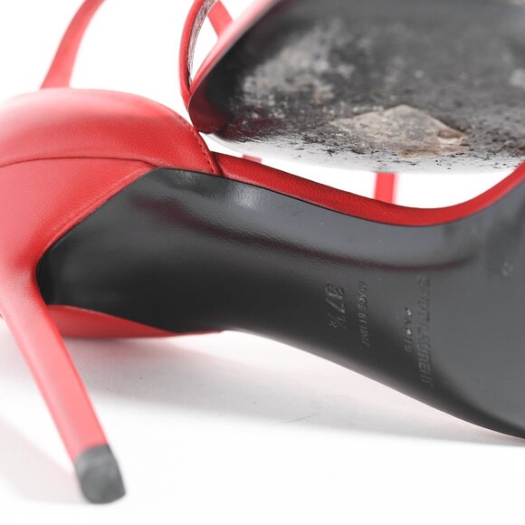 Saint Laurent Amber 85 Red Leather Sandals – Iconic and Elegant Design - Picture 10 of 15